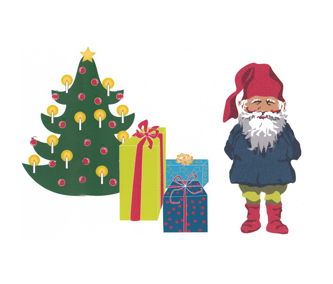Digital illustration av tomte framtagen för Bravida – exempel på illustration som en del av grafisk profil