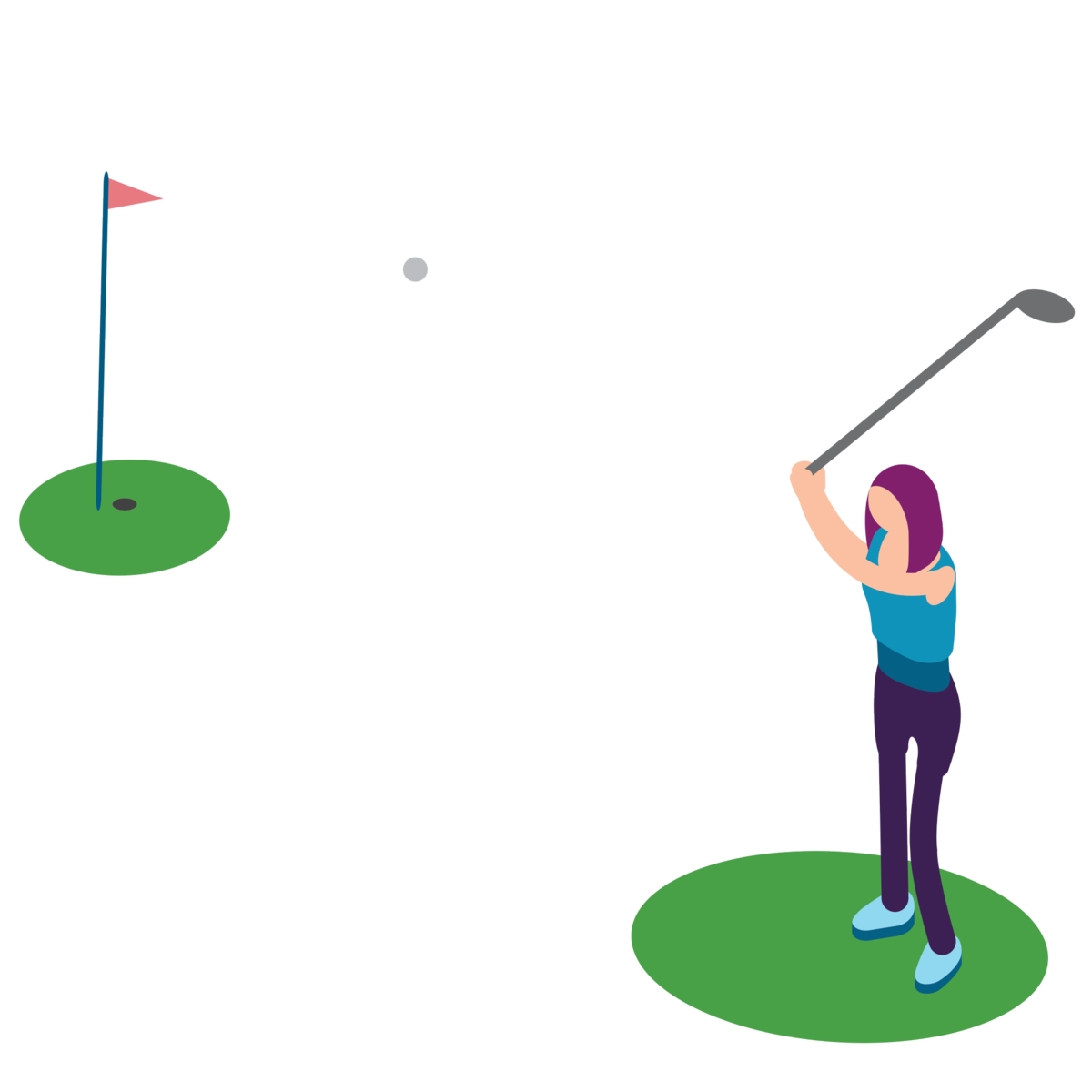 Grafisk illustration av kvinna som spelar golf.