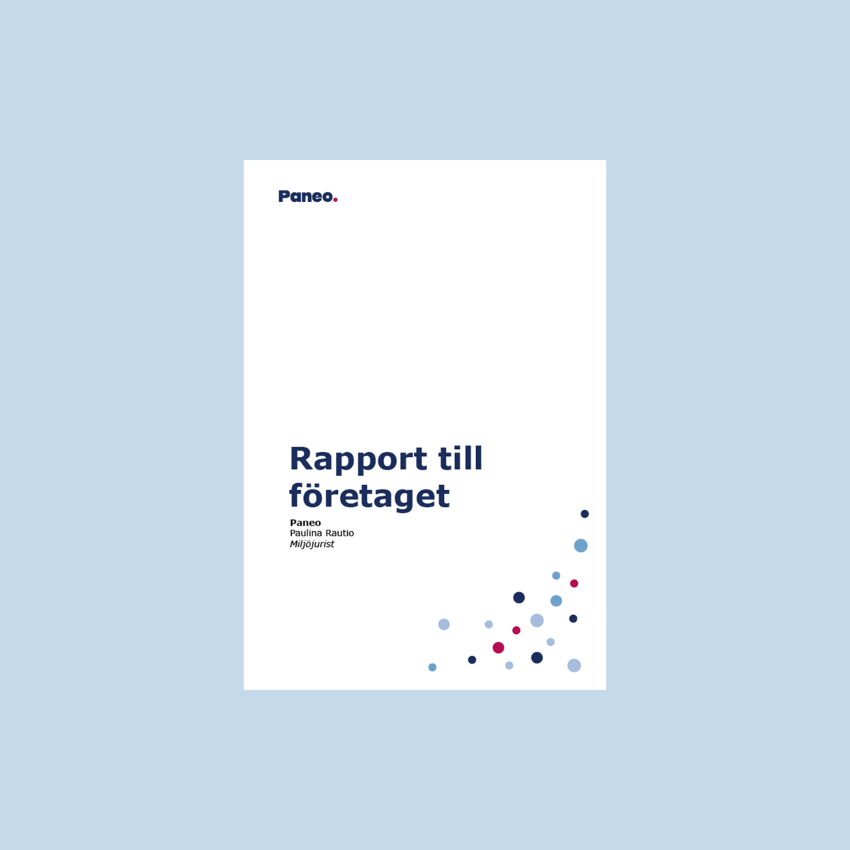 Visuell identitet för företag, rapportmall för Paneo i vinröd och mörkblått, del av de färdiga designmallarna för kanalens kommunikation
